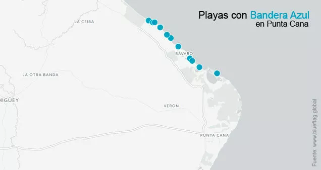 Ubicación de las playas con bandera azul en Punta Cana