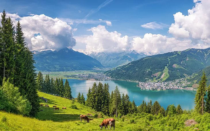 Vista sobre el idílico lago Zeller y Zell am See